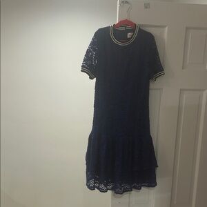 Chic Blue Lace Midi Dress